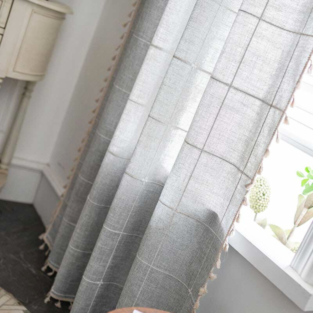 BowLift | Plaid Tassel Semi-Blackout Curtains – Boho Style Drapes