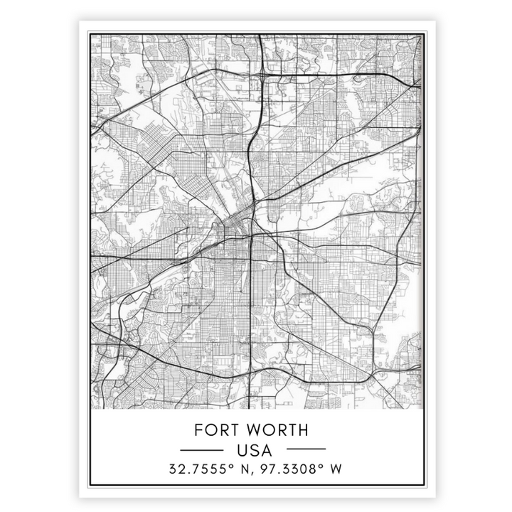 Fort Worth City Map - Canvas Wall Art Painting | Bowlift