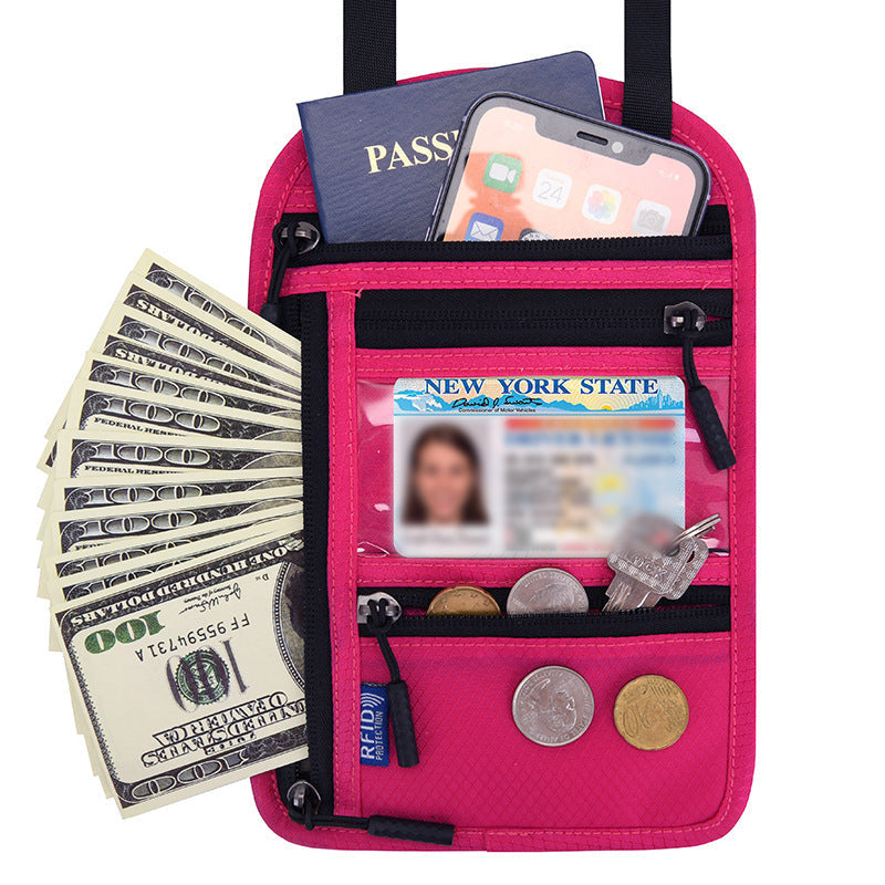 BowLift | Travel Neck Pouch Neck Wallet with RFID Blocking Passport Holder