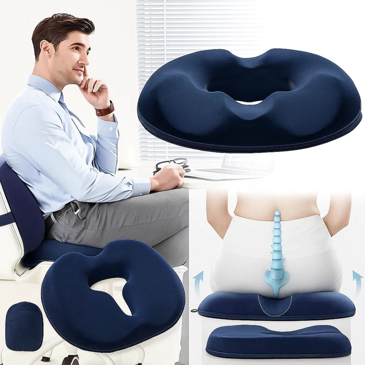 SitRelief | Donut Seat Cushion – Tailbone & Haemorrhoid Relief – Memory Foam – Washable Cover – Office, Travel, Postpartum Use Bowlift