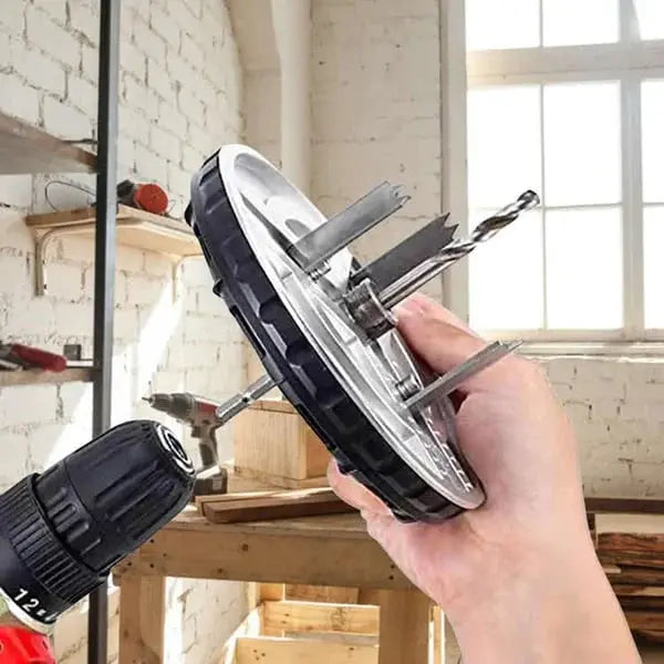 BowLift | Adjustable Hole Saw Drill Punch | 45–130 mm Diameter | Triple-Blade Design | For Wood, Plaster & Ceiling Cuts