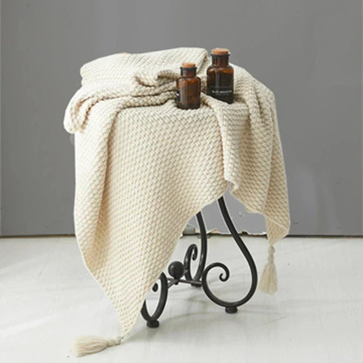 BowLift | NordiWrap Knitted Wool Blanket with Tassels | Nordic Design | Cozy & Elegant | Perfect for Home