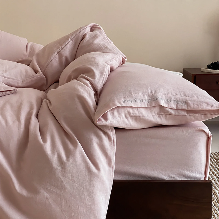 Double-layered cotton muslin bedding set