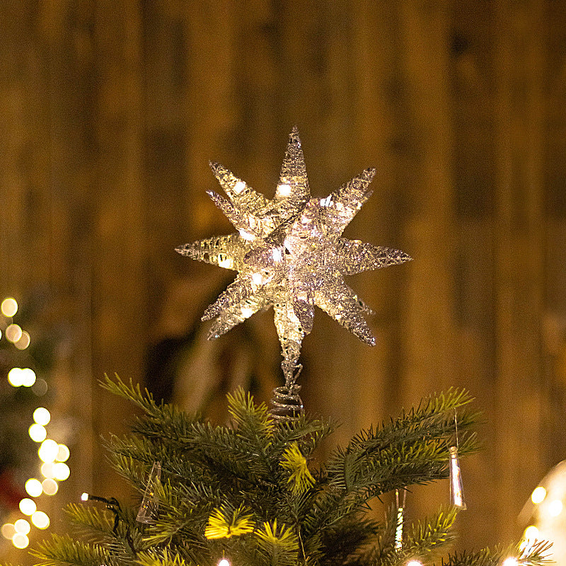 Illuminated Christmas tree top star made of iron