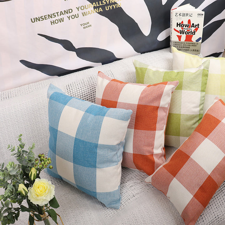 Square Gingham Weave Throw Pillow with Removable Cover