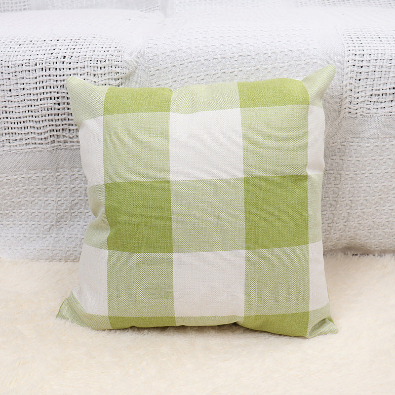 Square Gingham Weave Throw Pillow with Removable Cover