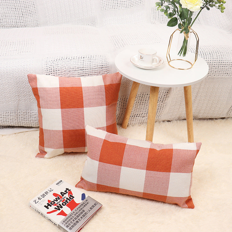 Square Gingham Weave Throw Pillow with Removable Cover