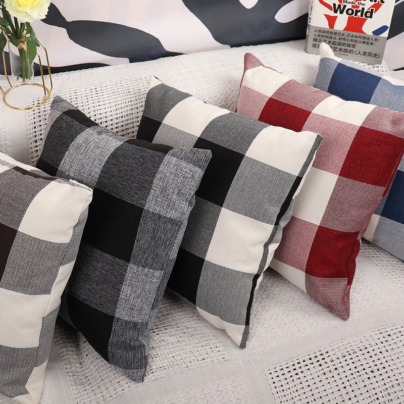 Square Gingham Weave Throw Pillow with Removable Cover