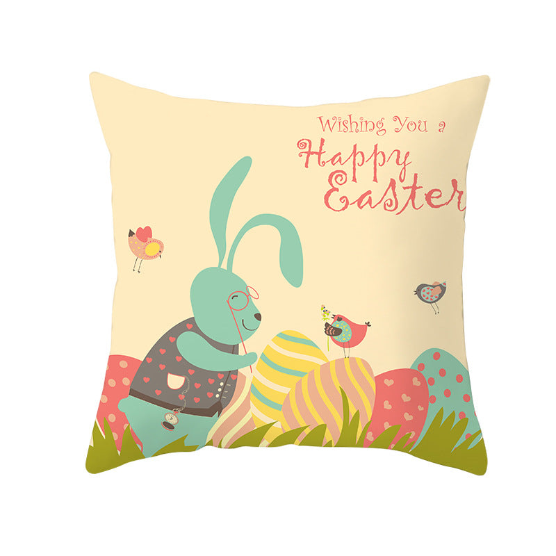 Decorative Easter Watercolor Bunny Throw Pillow Cover
