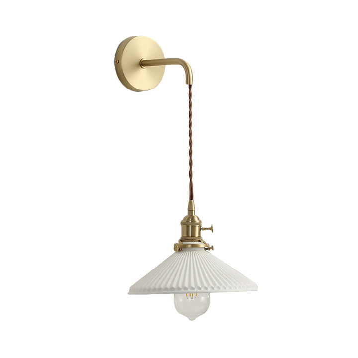 BowLift | Ceramic Ribbed Cone Wall Recessed Lamp 1 Light Modern Stylish Pendant Light in White for Hallway