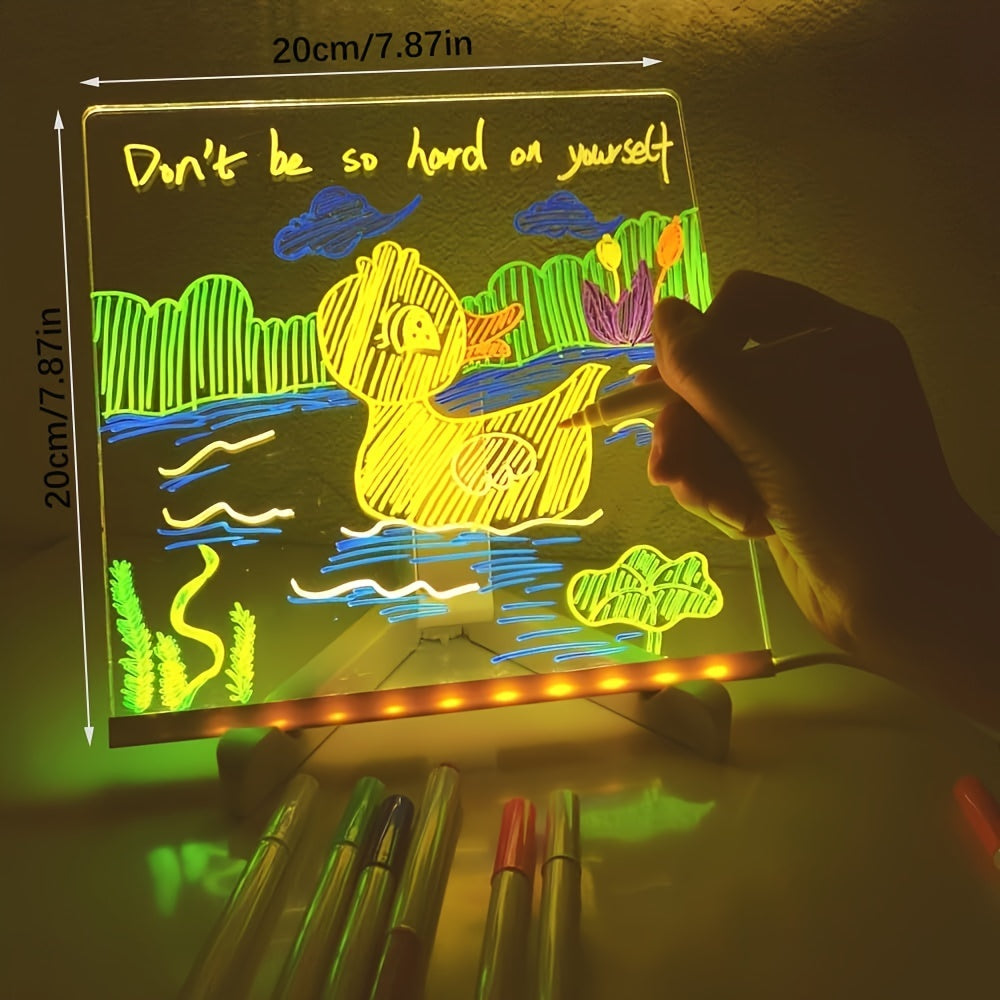 BowLift | USB LED Noteboard with 12 Colored Pens - Bright Message Board for Office & Home
