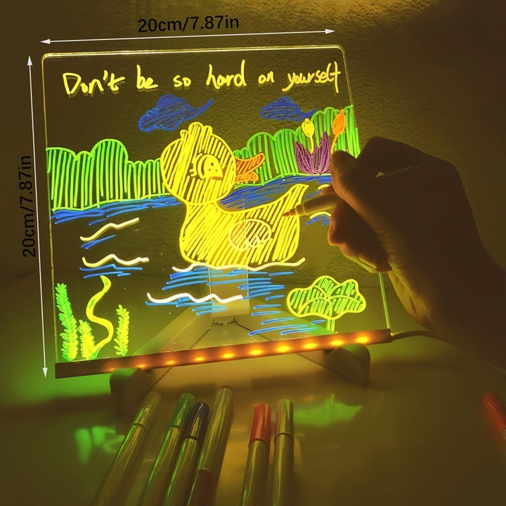 BowLift | USB LED Noteboard with 12 Colored Pens - Bright Message Board for Office & Home