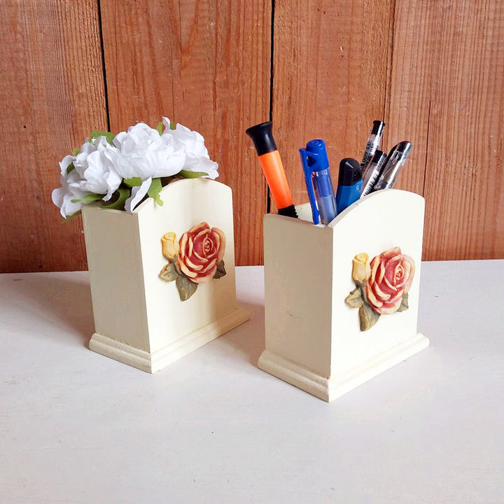 Decorative Flowers Desk Organizer