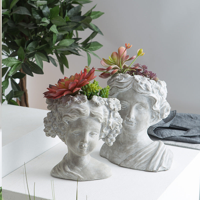 Artistic head sculpture flower pot Bowlift