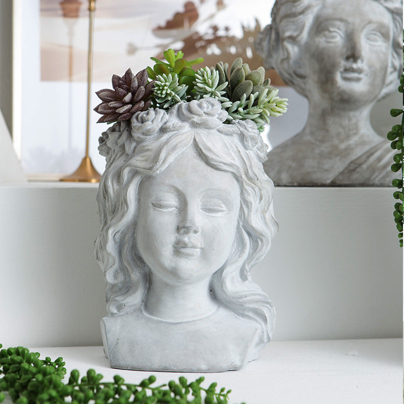 Artistic head sculpture flower pot Bowlift