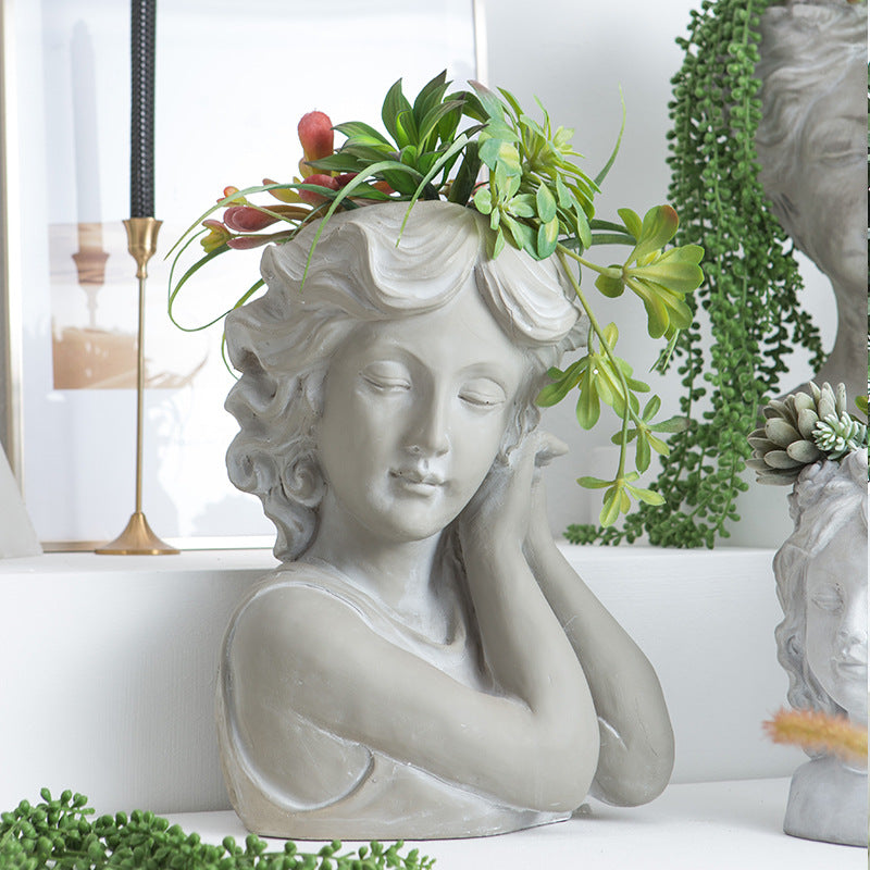 Artistic head sculpture flower pot Bowlift