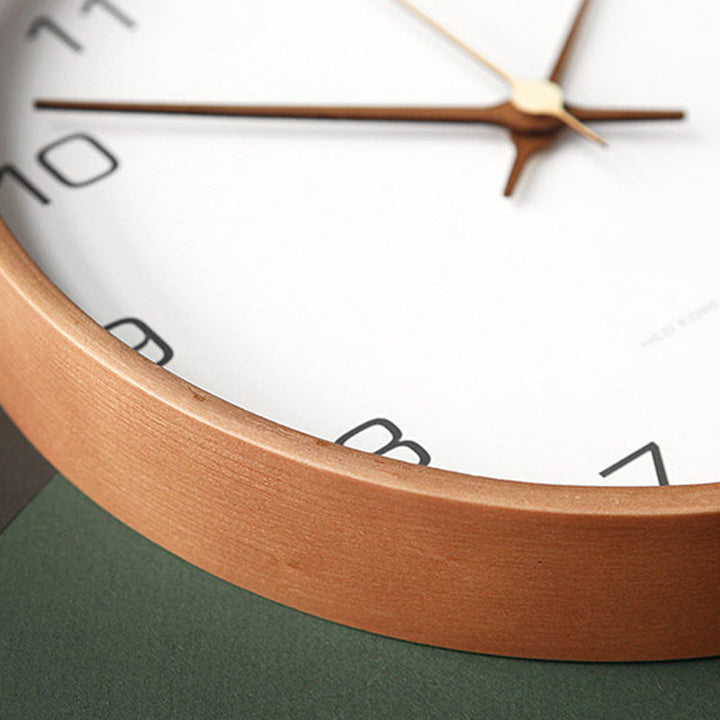 Minimalist Wooden Wall Clock - Silent Analog Clock Made of Solid Wood for Living Room and Bedroom | Bowlift