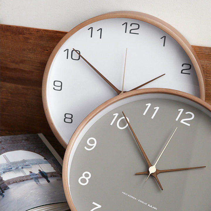 Minimalist Wooden Wall Clock - Silent Analog Clock Made of Solid Wood for Living Room and Bedroom | Bowlift