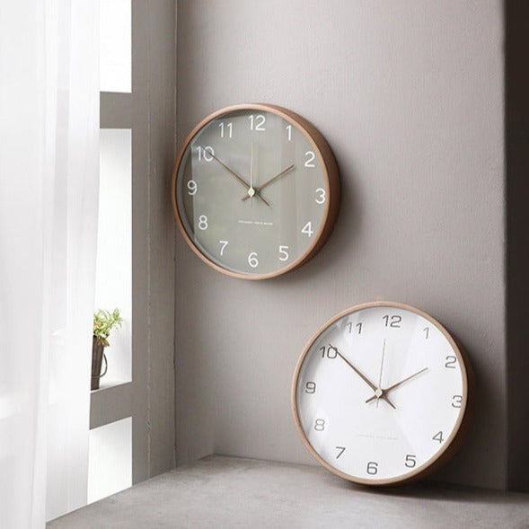Minimalist Wooden Wall Clock - Silent Analog Clock Made of Solid Wood for Living Room and Bedroom | Bowlift