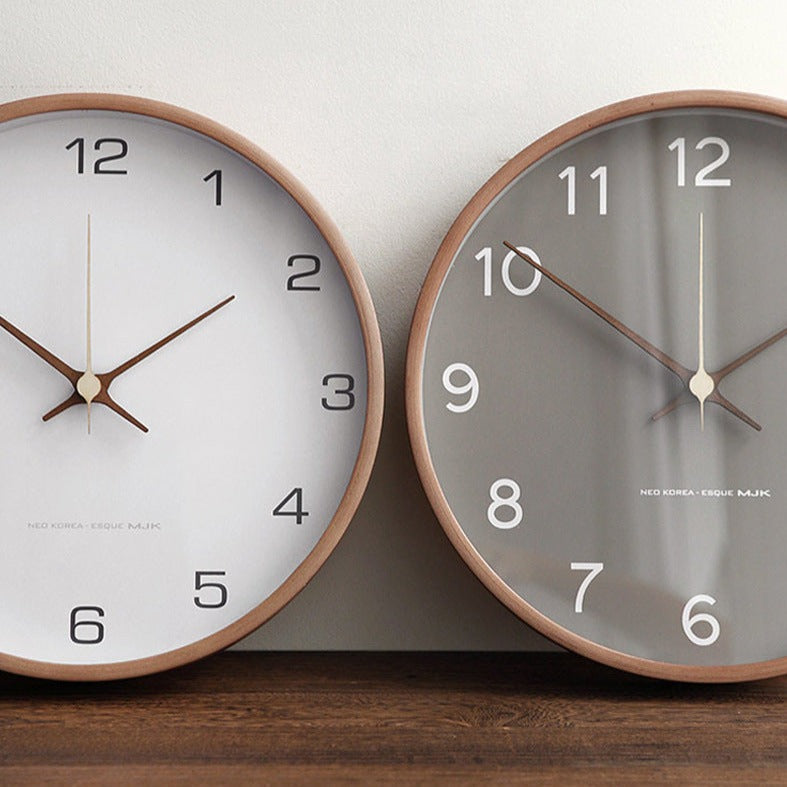Minimalist Wooden Wall Clock - Silent Analog Clock Made of Solid Wood for Living Room and Bedroom | Bowlift