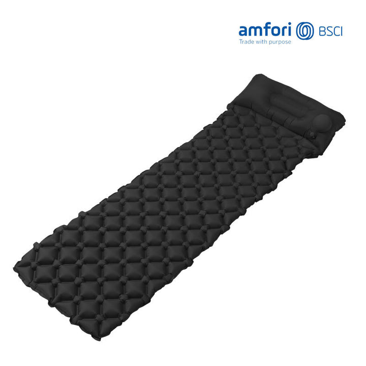 inflatable camping sleeping pad with integrated pillow and diamond air-cell cushion system Bowlift