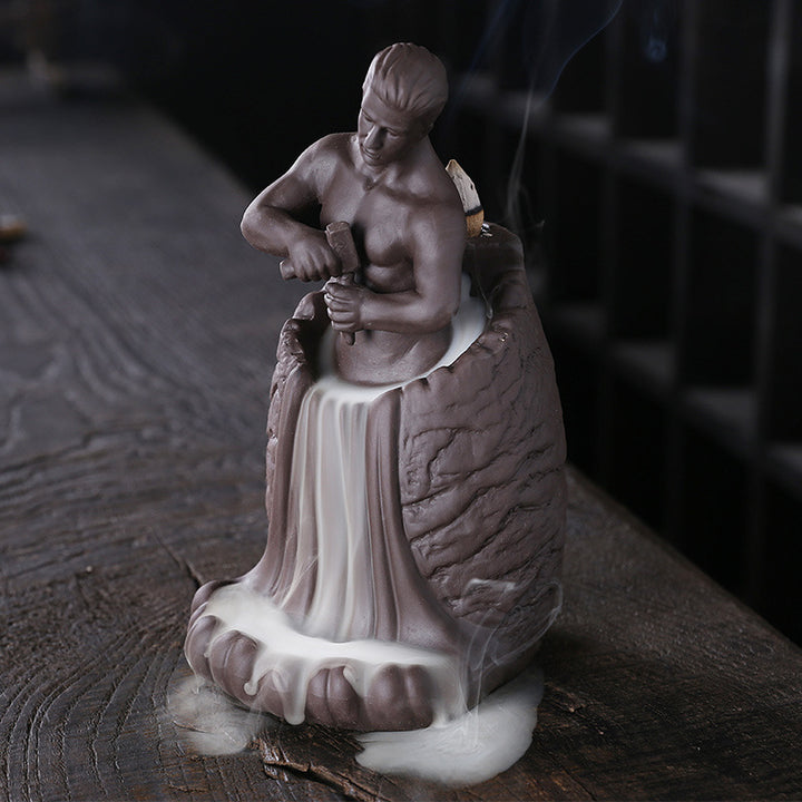 Artistic Waterfall Man Sculpture Incense Holder