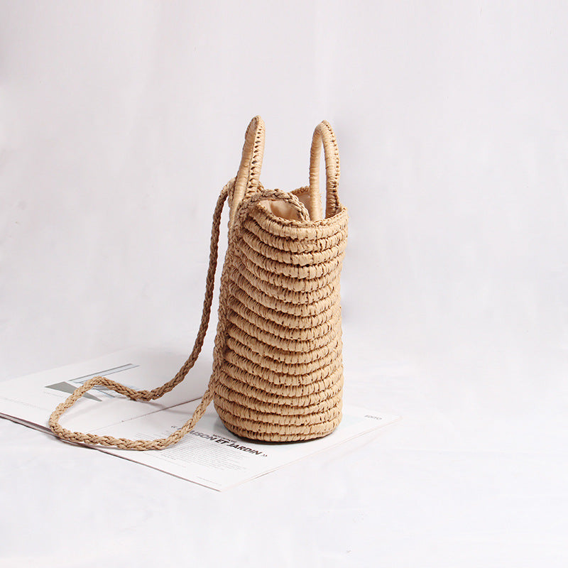 Handmade basket bag with round handle and removable shoulder strap Bowlift