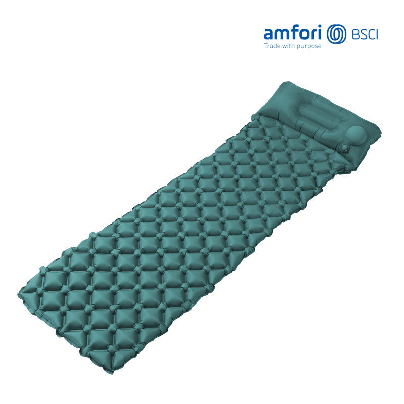inflatable camping sleeping pad with integrated pillow and diamond air-cell cushion system Bowlift