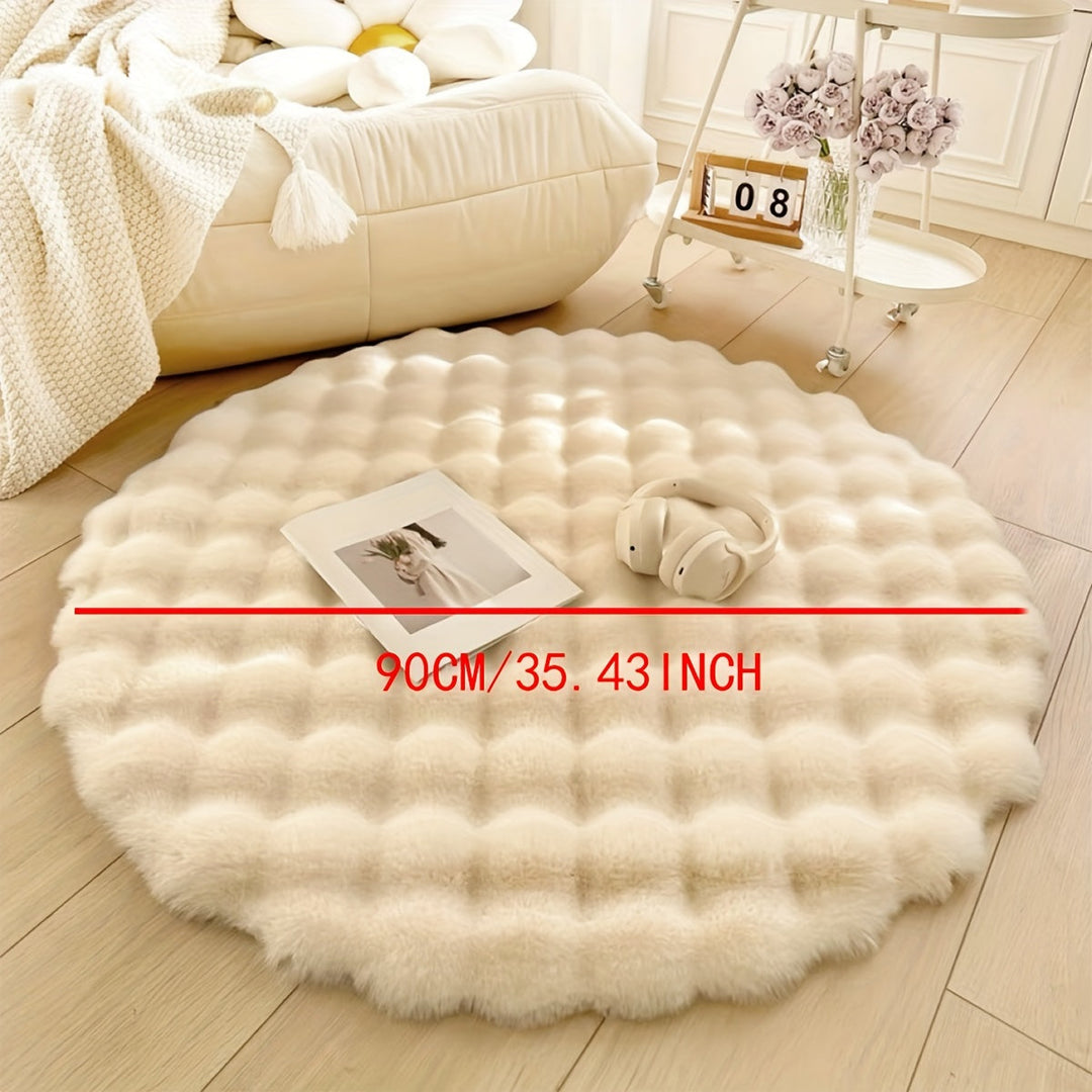 Round fluffy rug for stylish rooms – Soft rug for living room & bedroom | Bowlift