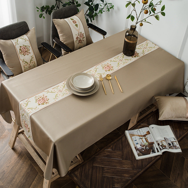 Elegant Floral Embroidery Table Cloth