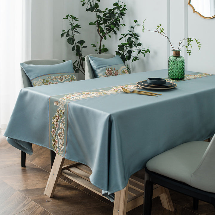 Elegant Floral Embroidery Table Cloth