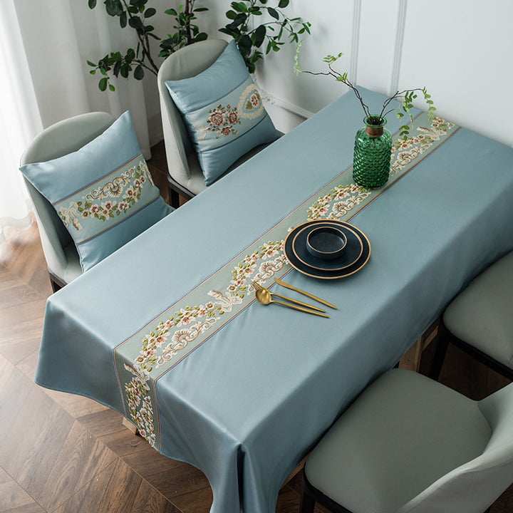Elegant Floral Embroidery Table Cloth