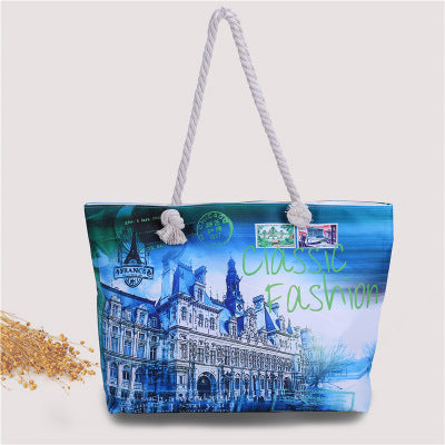 Large beach bag with nostalgic Paris motif Bowlift