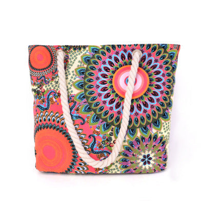 Large shopping bag with colorful ethnic pattern Bowlift