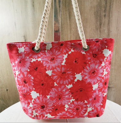 Large and Colorful Beach Bag with Floral Pattern Bowlift