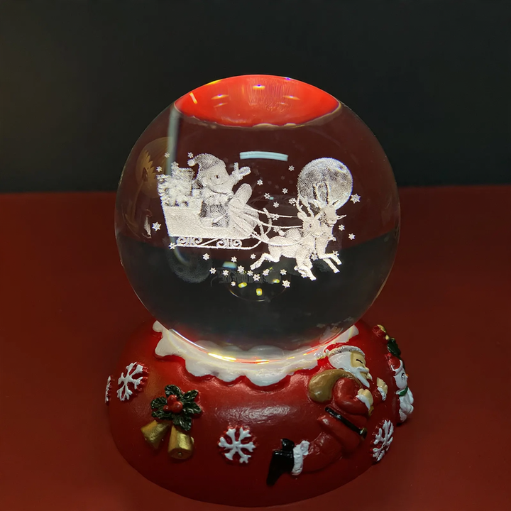 3D Crystal Ball with Engraving and Light Base