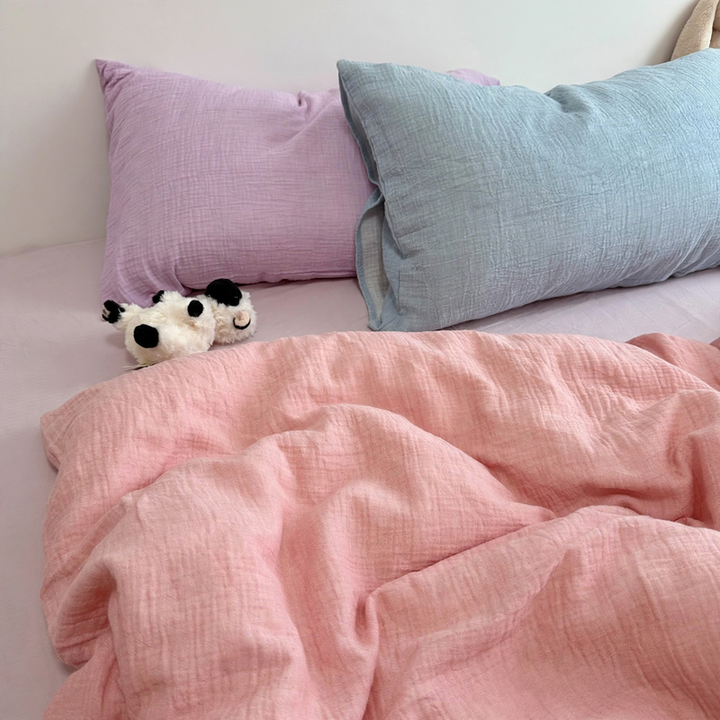 Cotton bed linen with double gauze structure
