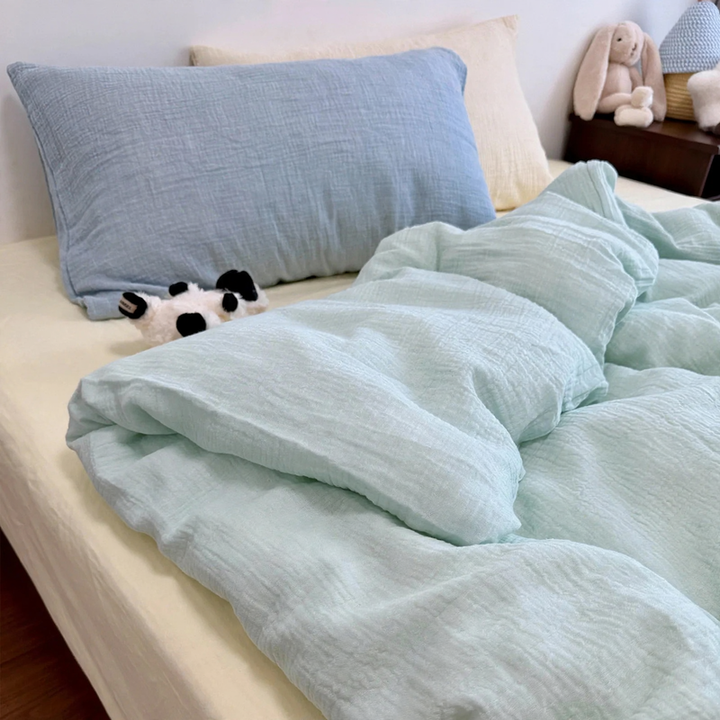 Cotton bedding set, double-layered gauze