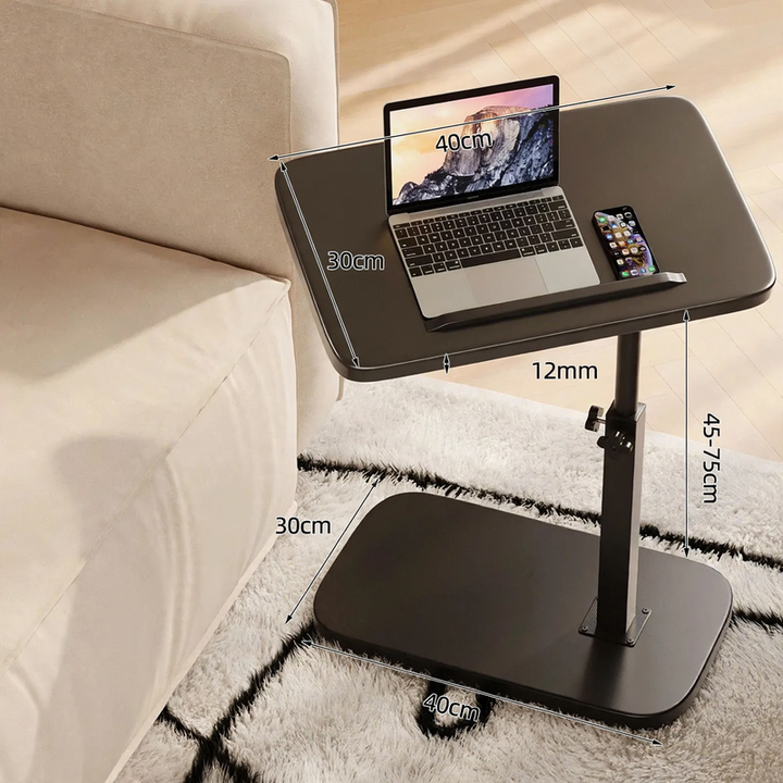 Height-adjustable side table, wooden top