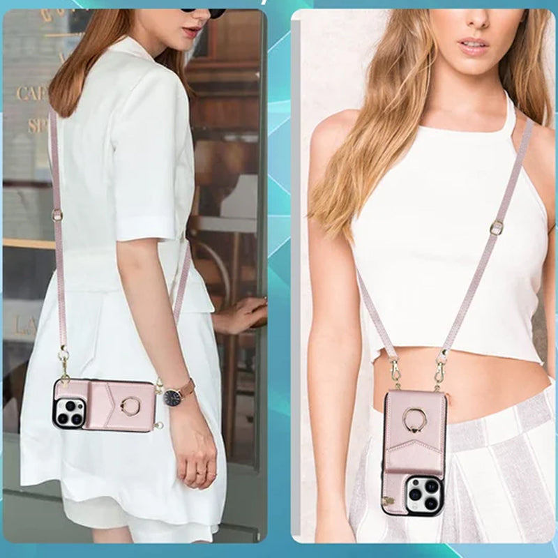 BowLift | Leather Wallet Case with Ring & Lanyard for iPhone