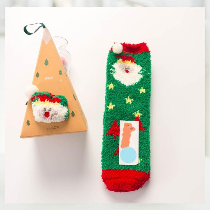 BowLift | 4 Pairs Christmas-themed Coral Fleece Soft Warm Socks