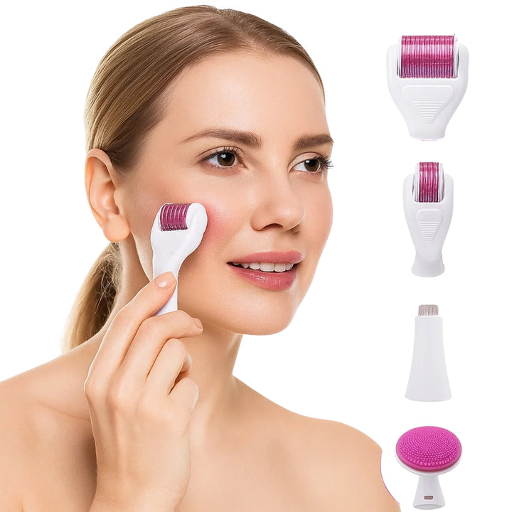 DermaGlow Microneedling Derma Roller Kit – Anti-Ageing – Titanium Needles – Home Skincare for Women Bowlift