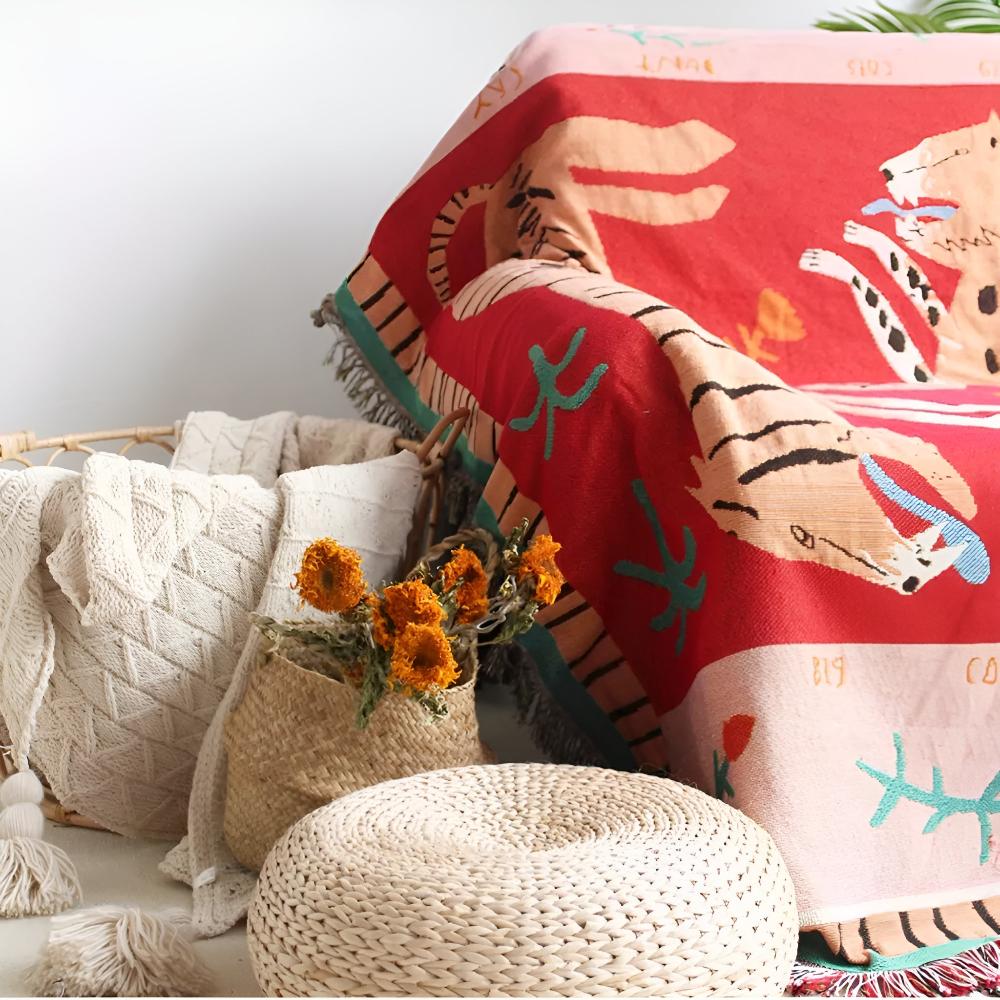 BowLift | Leopard Woven Tassel Blanket