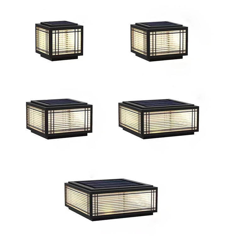 Traditional Chinese Square Aluminum Glass 1-Light Post Head Light For Garden | Bowlift