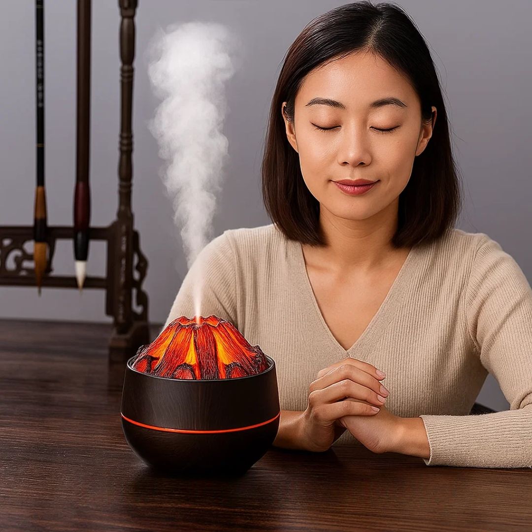 FlameMist | Essential Oil Diffuser – Flame LED – Two Mist Modes – Quiet USB Design – Home Relaxation Bowlift