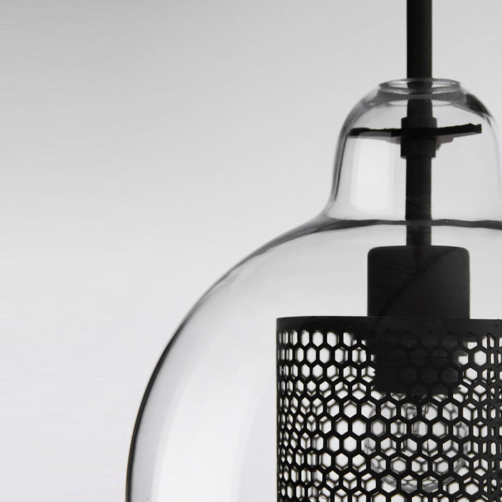 Vintage industrial pendant lamp with round glass and gold – LED pendant light for dining room and living room | Bowlift