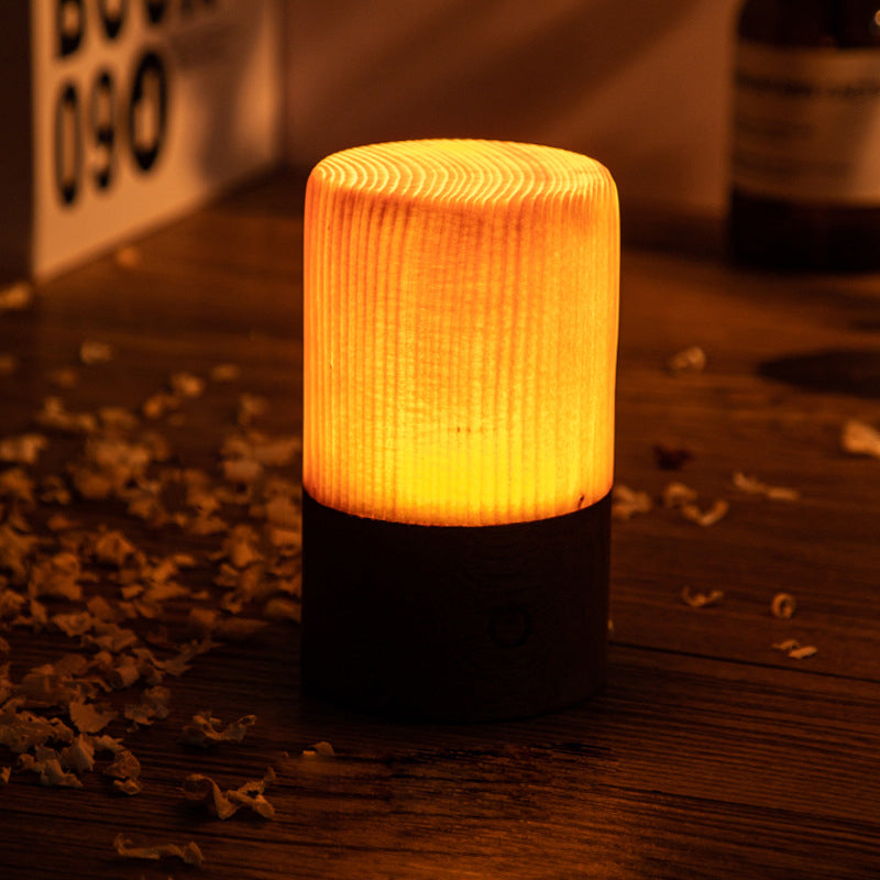 Cordless LED table lamp with rechargeable battery and touch control – Warm wood design for a cozy atmosphere | Bowlift