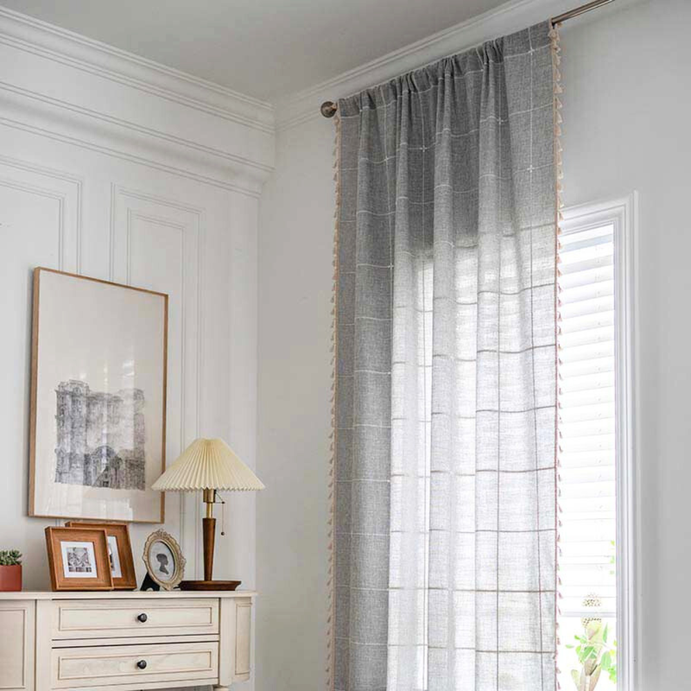 BowLift | Plaid Tassel Semi-Blackout Curtains – Boho Style Drapes