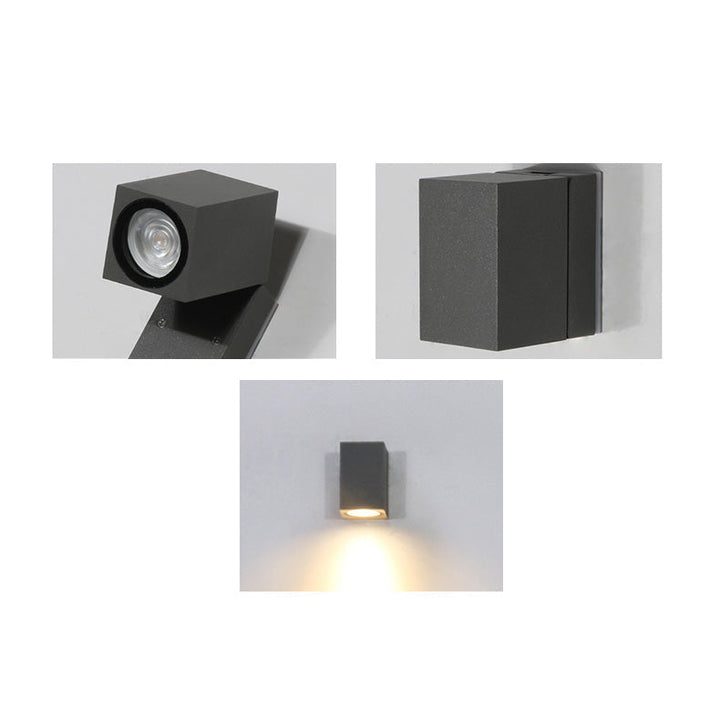 Contemporary Industrial Rectangular Aluminum 1-Light Outdoor Wall Sconce Lamp For Garden | Bowlift