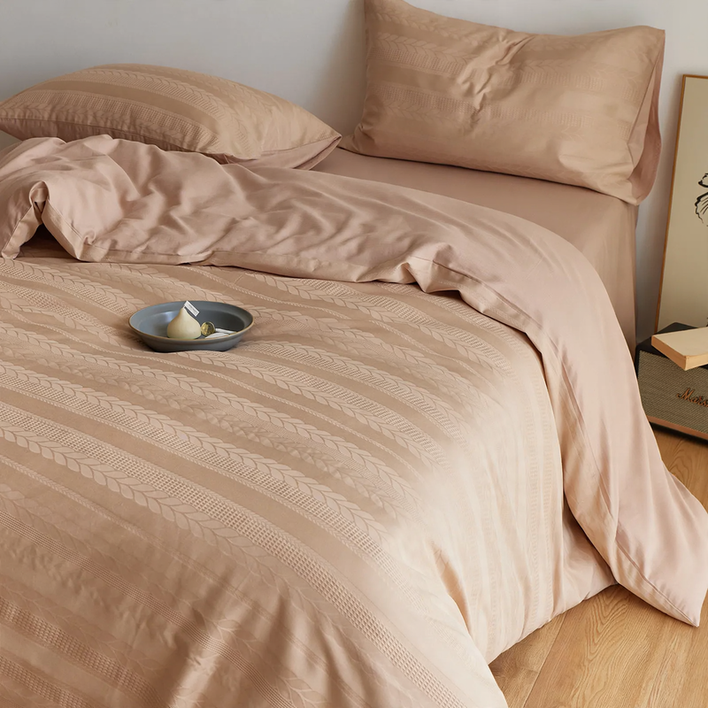 Cotton bedding set, 4-piece, jacquard pattern